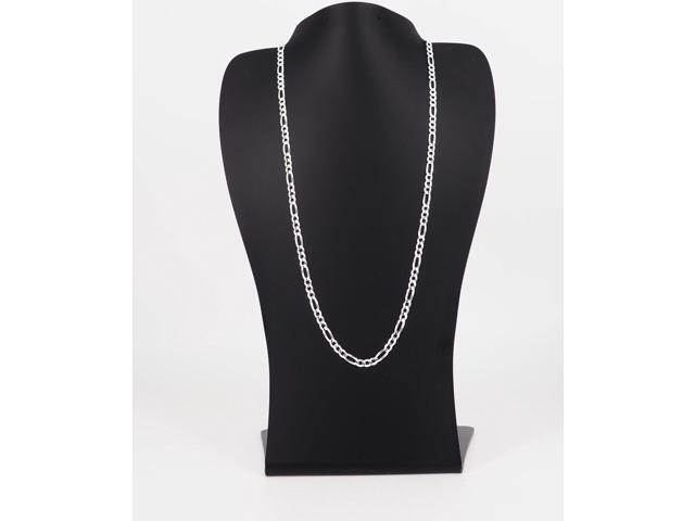 Solid 925 Sterling Silver 5mm Flat Figaro Link Chain Necklace 18 Italy, All Ages Unisex, MST