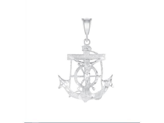 925 Sterling Silver Mariner Crucifix Anchor Cross Pendant Charm Unisex, All Ages, MST