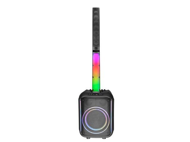 IQ Sound IQ-8510BT Portable 10-Inch PA Speaker System with Column Array, 160W RMS, Bluetooth, LED Lights, TWS, FM, USB, AUX, Mic/Guitar Inputs
