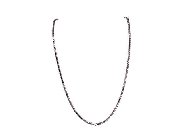 MST 925 Sterling Silver Round Box Chain Necklace 2mm, 22 inch Rhodium Plated Italy, Unisex