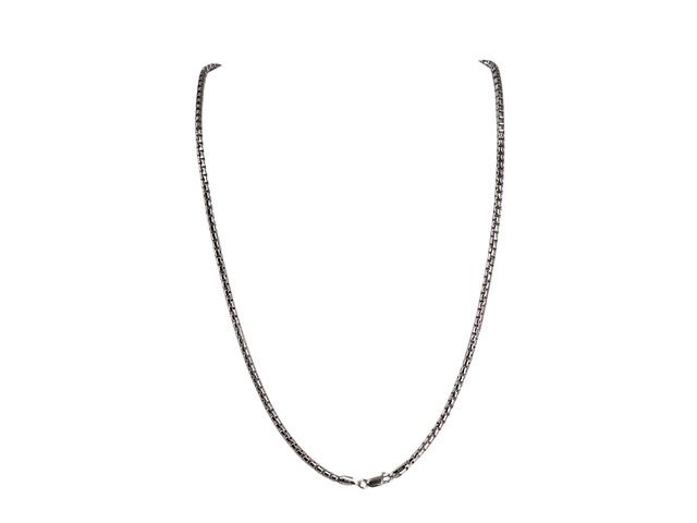 MST 925 Sterling Silver Round Box Chain Necklace 2mm, 20 inch Rhodium Plated Italy, Unisex, All Ages