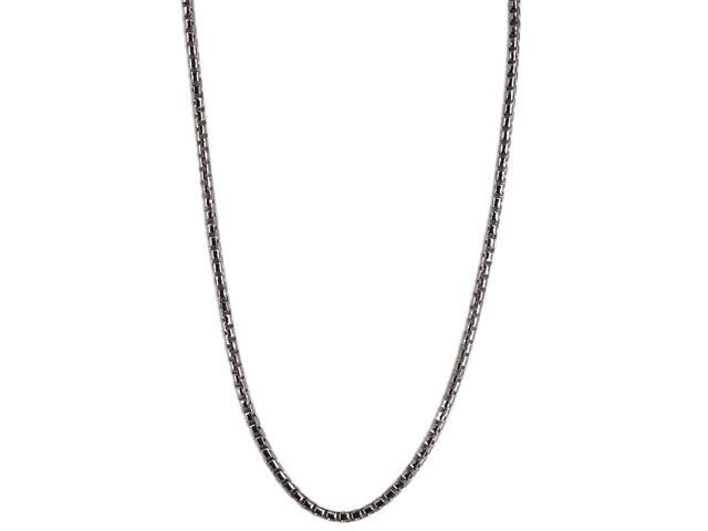 MST 925 Sterling Silver Round Box Chain Necklace 3.5mm, 20 inch Rhodium Plated Italy, Unisex, All Ages