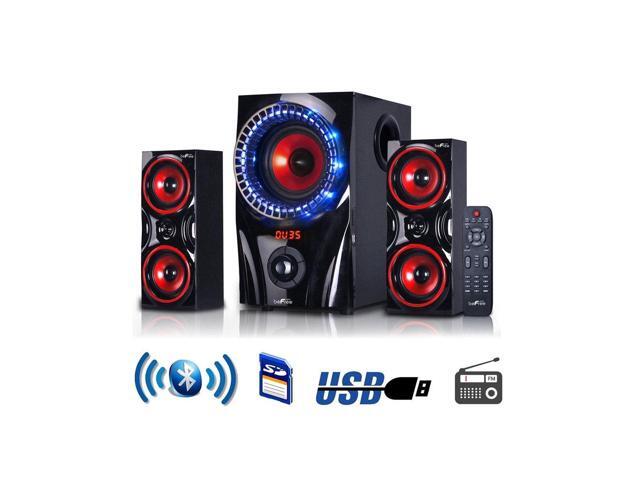 beFree Sound 2.1 Channel Surround Sound Bluetooth Speaker System in Red - BFS-99X