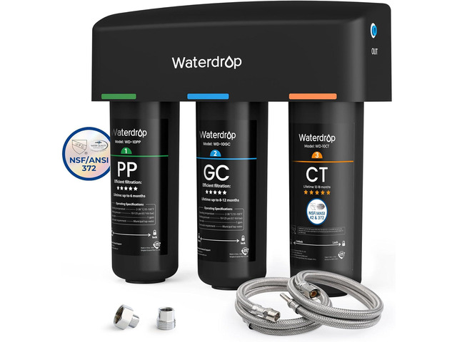 Waterdrop TSA 8 Layer Under Sink Water Filter System, Under Sink Water Filtration System, Reduces PFAS, PFOA/PFOS, Fluoride, Chlorine, Bad Taste &...