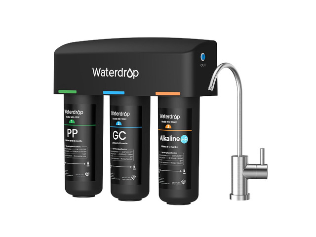 Waterdrop TSB-ALK 8 Layer High Capacity Slightly Alkaline Under Sink Water Filter, Reduces PFAS, PFOA/PFOS, Fluoride, Chlorine, Bad Taste & Odor,...