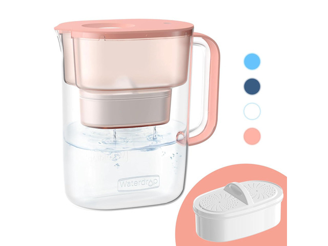 Waterdrop PT-07R Water Filter Pitcher, 10-Cup, NSF Certified, Pink,200-Gallon Long-Life Filter, Improves Coffee & Tea Taste, Reduces PFOA/PFOS and...
