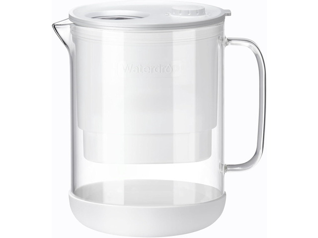 Waterdrop PT-72W Glass Water Filter Pitcher, 7-Cup, Eco-Friendly, White, NSF/ANSI 53, 42 & 372 Certified Filter, Reduces PFOA/PFOS, Chlorine,...
