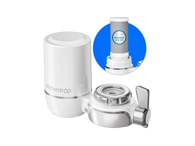 Waterdrop FC-01 Water Filter for Sink Faucet, 320 Gallons, Reduces Chlorine, NSF Certified Tap Water Filter for Kitchen Sink, Lead-Free Material,...