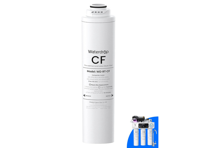 Waterdrop RT-CF Filter, Replacement for All T3 & T4 Series RO System,6-Month Lifetime, Replacement for Waterdrop T3-T & T3-C & T3-M & T4-A Reverse...