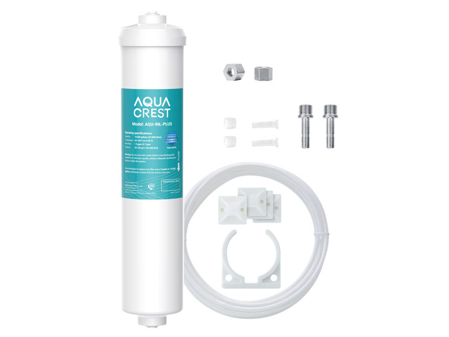 AQUA CREST INL-PLUS 5 Years Inline Water Filter for Ice Maker, High Capacity, 1/4-Inch Direct Connect Fittings, Easy Installation, Reduces...