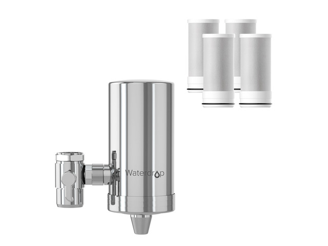 Waterdrop FC-06 Water Filter for Sink Faucet with 4 Filters,Reduce Chlorine, 360° Rotating Stainless Steel, NSF Certified Faucet Water Filter for...