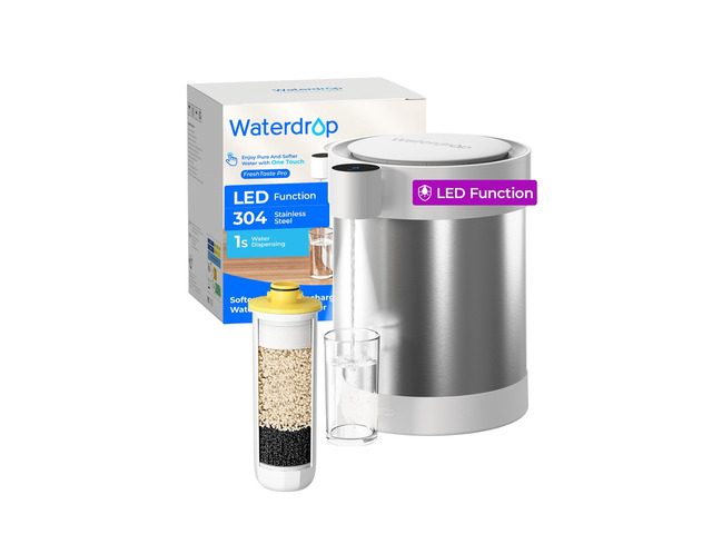 Waterdrop ED09W Rechargeable Non-Gravity Water Filter System with LED Function, Reduces 70+ Contaminants, Lead, Chlorine, 5-Stage Stainless Steel...