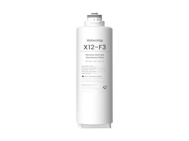 Waterdrop X12-F3 Filter, Replacement for All X12 1200 GPD Series RO System, 24-Month Lifetime, Reduce PFAS, Long Filter Lifespan, Enhanced Filtration