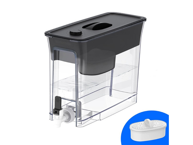 Waterdrop WFD-40L-L Water Filter Dispenser, 35-Cup Large Capacity, Black,200-Gallon Long-Life, Faster Filtration, Reduces Chlorine, PFOA/PFOS and...