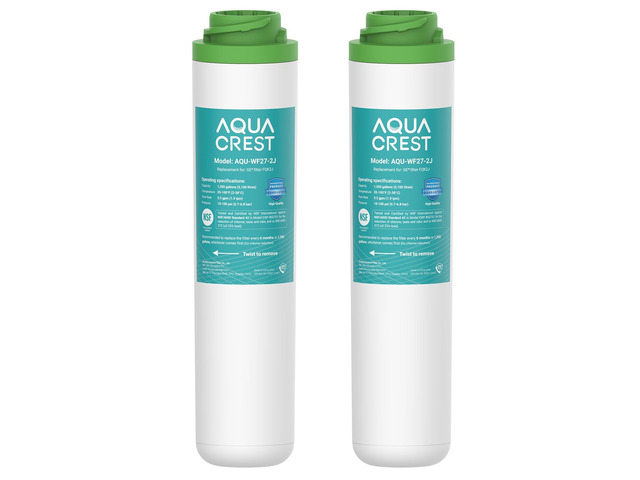 AQUA CREST FQK2J Water Filter Replacement for GE FQK2J, FQK1K, 2 Pack, Compatible with GE GXK255TBN, NSF/ANSI 42 372 Certified, 1350 Gallons Dual...