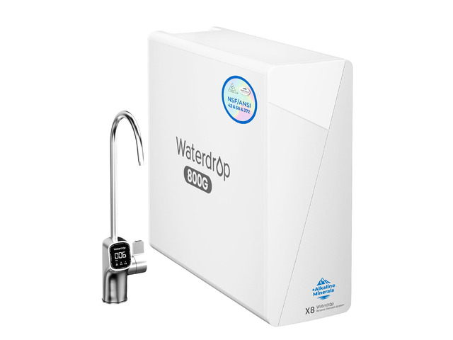 Waterdrop X8-WAN Alkaline Mineral Tankless Reverse Osmosis System Undersink, NSF/ANSI 42 & 58 & 372 Certified, 800 GPD RO Water Filter System, 10-Stage...