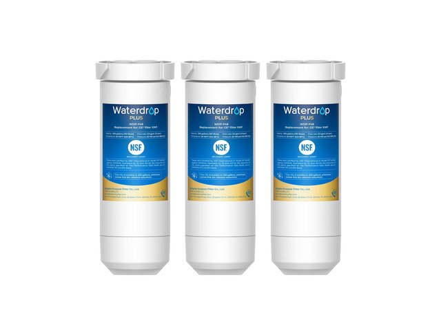 Waterdrop Plus XWF Water Filter Replacement for GE XWF, 3 Pack, No chip, Replacement for GE WR17X30702 Refrigerator Water Filter, NSF/ANSI 401 &...