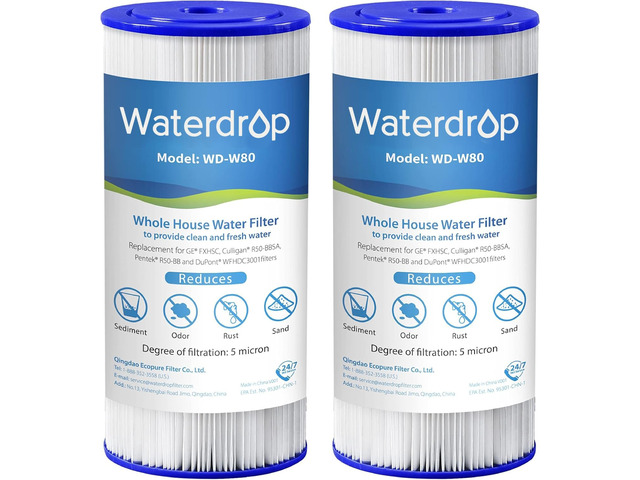 Waterdrop FXHSC Whole House Water Filter for GE FXHSC, 5 Micron, Replacement for Culligan R50-BBSA, Pentek R50-BB, DuPont WFHDC3001, W50PEHD,...