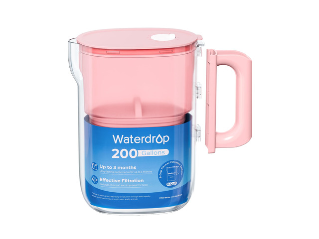 Waterdrop PT-12P Small 6-Cup Water Filter Pitcher for Mini Fridge, Pink,NSF-Certified Filter, 200-Gallon Long-Life, Reduces PFOA/PFOS and Chlorine,...