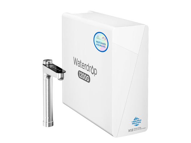 Waterdrop X12 Alkaline Mineral Reverse Osmosis System, 1200 GPD, Under-Sink,NSF/ANSI 42 & 58 & 372 Certified, 11-Stage Filtration, Tankless RO...