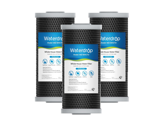 Waterdrop Whole House CTO Carbon Sediment Filter for GE FXHTC, 5 Micron,Water Filter Cartridge Replacement for GXWH40L, W10-PR, Culligan...
