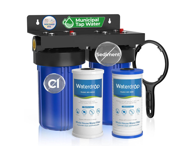 Waterdrop WHF21-PG 2-Stage Whole House Water Filter System, 5 Micron,Highly Reduces Lead, Chlorine, Odor and Taste, 5-Stage Filtration, with Carbon...