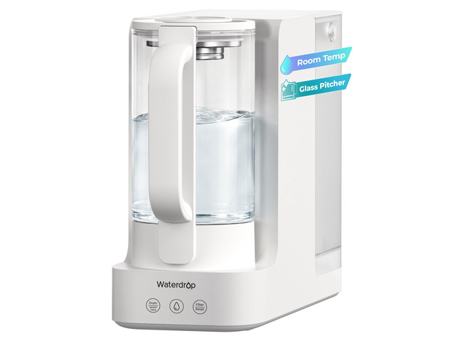 Waterdrop C2S Countertop RO Filtration System, 40oz Autofill Glass Pitcher