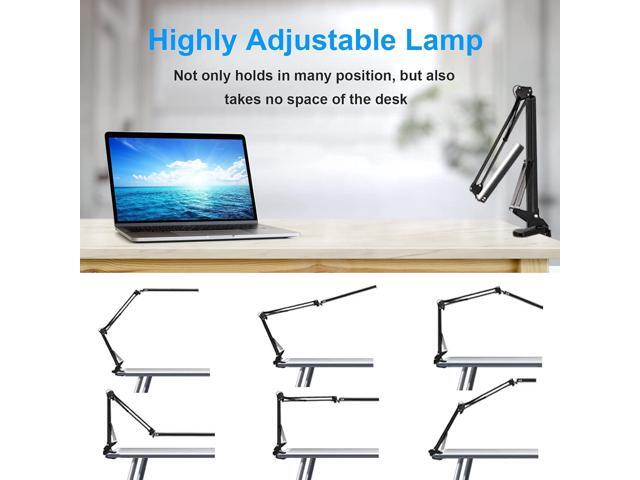 LED Desk Lamp for Home,Office,Reading,Adjustable Eye-Caring Desk Light with Clamp,Swing Arm Lamp Includes 3 Color Modes,10 Brightness Levels Table...