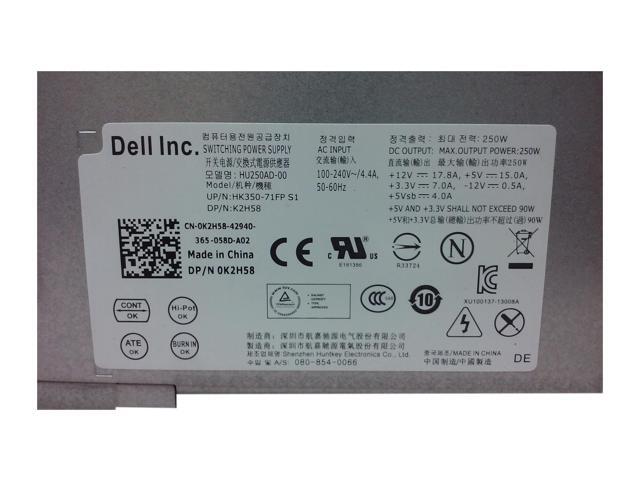 Dell K2H58 Vostro 200s 220 Optiplex 790 990 250W 24 Pin SFF Power Supply