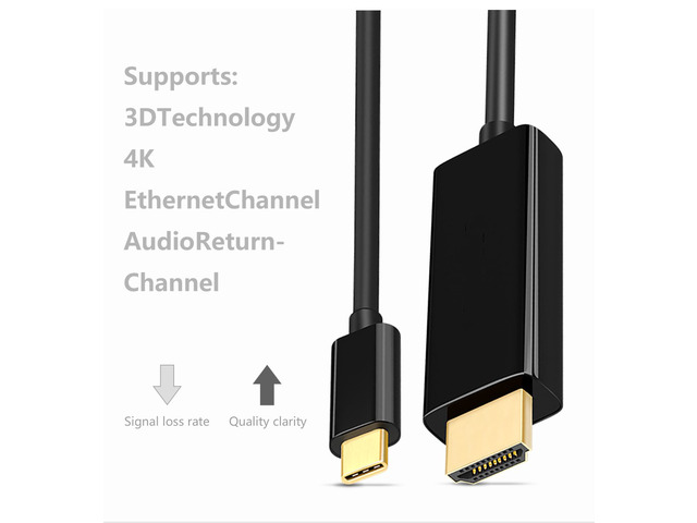 USB-C to HDMI, Aibileec 6 Feet Type C to HDMI 4K Cable, Thunderbolt 3 compatible, DP Alt Mode, Male to Male, for MacBook/ MacBook Pro/ iMac 2017/...