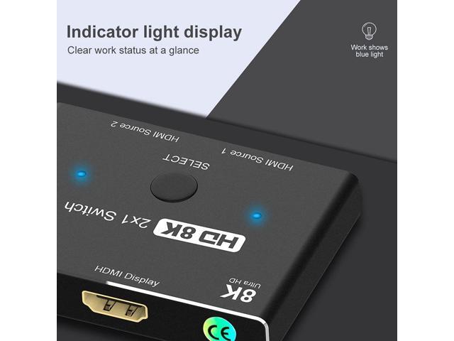 CABLEDECONN HDMI 2.1 Ultra HD 8K High Speed 48Gbps Directional Switch Only 2in 1out 8K@60Hz 4K@120Hz Splitter Converter Compatible with Xbox PS5...