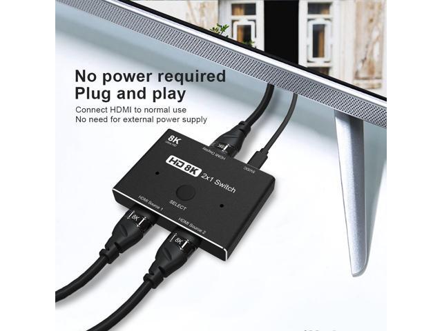CABLEDECONN HDMI 2.1 Ultra HD 8K High Speed 48Gbps Directional Switch Only 2in 1out 8K@60Hz 4K@120Hz Splitter Converter Compatible with Xbox PS5...