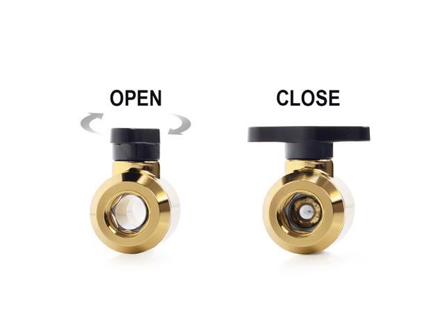 Bitspower Mini Valve with Rotary Inner G1/4' port and Inner G1/4' port, True Brass