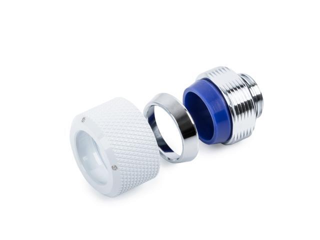 Bitspower G1/4' Advanced Multi-Link Fitting, for 14mm OD Rigid Tubing, Deluxe White, 4-pack