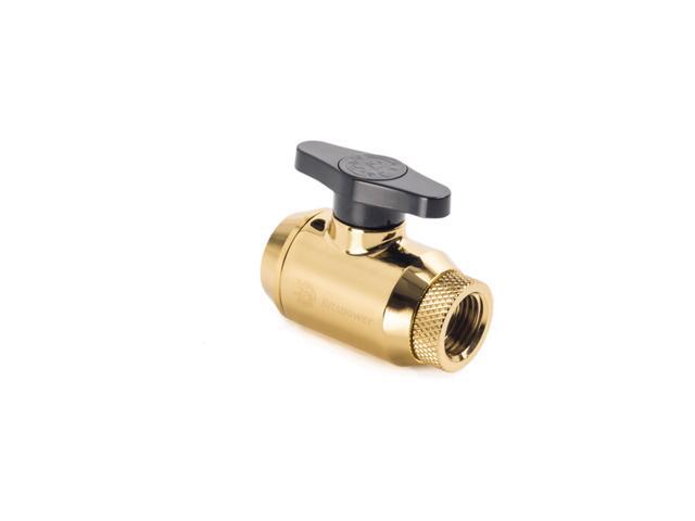 Bitspower Mini Valve with Rotary Inner G1/4' port and Inner G1/4' port, True Brass