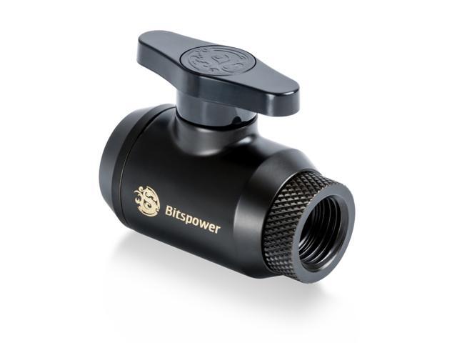 Bitspower Mini Valve with Rotary Inner G1/4' port and Inner G1/4' port, Carbon Black