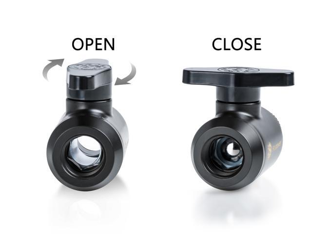 Bitspower Mini Valve with Rotary Inner G1/4' port and Inner G1/4' port, Carbon Black