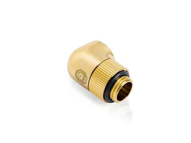 Bitspower Touchaqua G1/4' Male to Female Extender Fitting, 90? Angle Rotary, True Brass, 2-pack