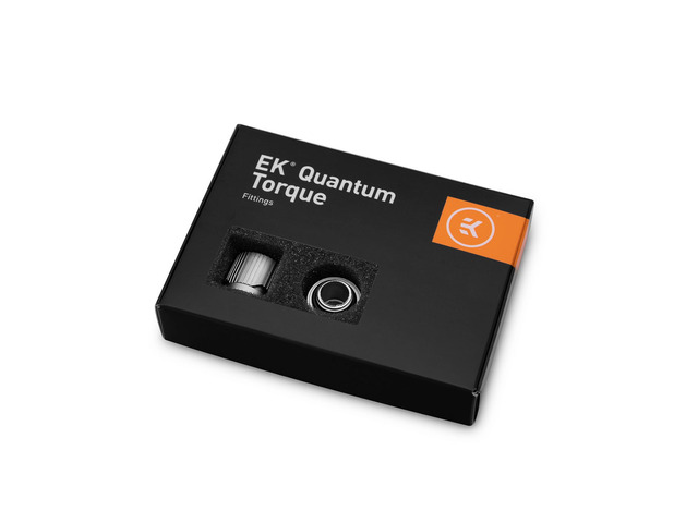 EKWB EK-Quantum Torque STC-10/16 Compression Fitting for Soft Tubing, 10/16mm (3/8' ID, 5/8' OD), Satin Titanium, 6-pack