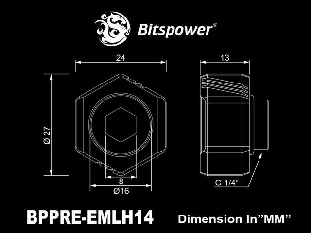 Bitspower Premium G1/4' Hex Multi-Link for 12mm OD Rigid Tubing, Black Sparkle, 6-pack