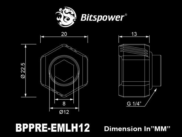 Bitspower Premium G1/4' Hex Multi-Link for 12mm OD Rigid Tubing, Silver Shining, 6-pack
