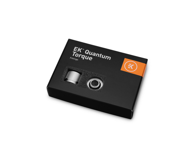 EKWB EK-Quantum Torque STC-12/16 Compression Fitting for Soft Tubing, 12/16mm (7/16' ID, 5/8' OD), Satin Titanium, 6-pack