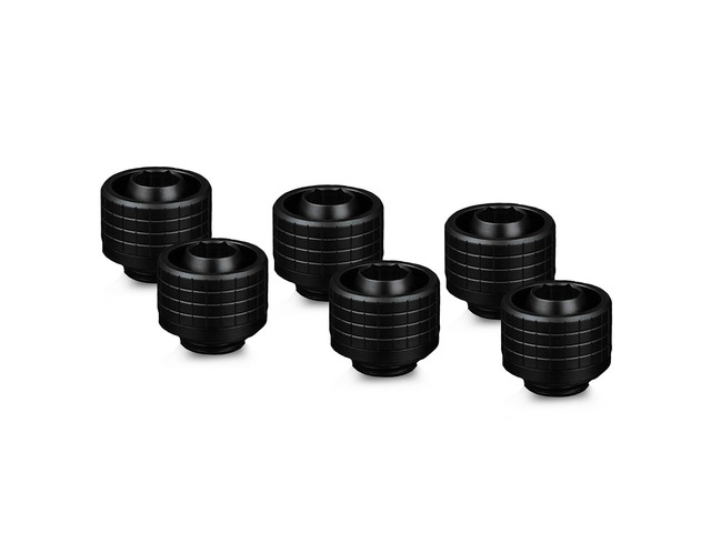 Thermal Grizzly DeltaMate ST16 Compression Fitting for Soft Tubing, 10mm ID/16mm OD, Black, 6-pack