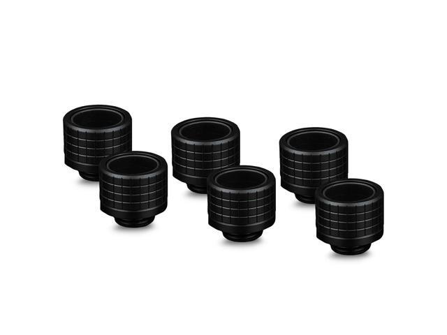 Thermal Grizzly DeltaMate HT16 Compression Fitting for Rigid Tubing, 16mm OD, Black, 6-pack