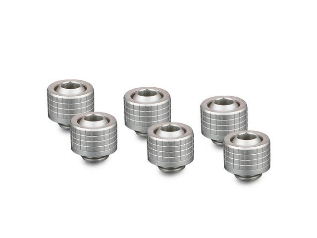 Thermal Grizzly DeltaMate ST13 Compression Fitting for Soft Tubing, 10mm ID/13mm OD, Matt Nickel, 6-pack