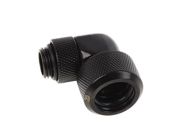 Alphacool Eiszapfen 16mm HardTube compression fitting 90° rotatable G1/4 for plexi- brass tubes (rigid or hard tubes) - knurled - deep black