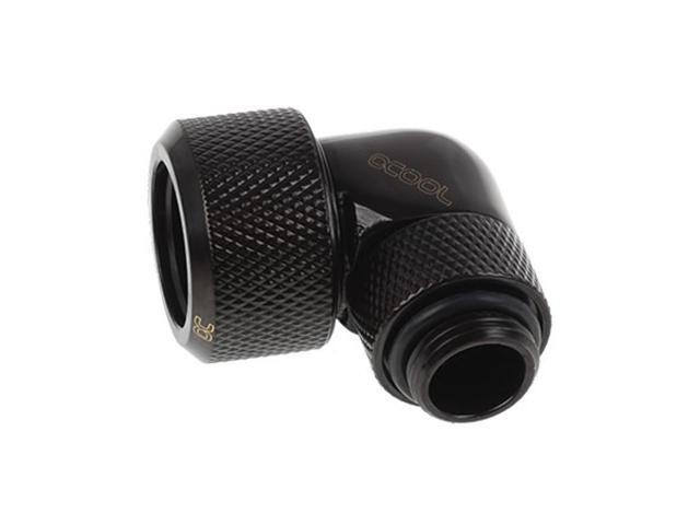 Alphacool Eiszapfen 16mm HardTube compression fitting 90° rotatable G1/4 for plexi- brass tubes (rigid or hard tubes) - knurled - deep black