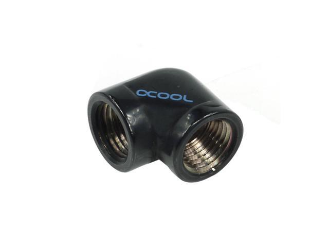 Alphacool HF G1/4' Female to Female Fitting, 90 Degree Angle, Deep Black