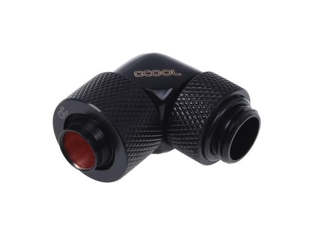 Alphacool G1/4 3/8'ID x 1/2'OD 90° Revolvable Compression Fitting - Deep Black (17075)