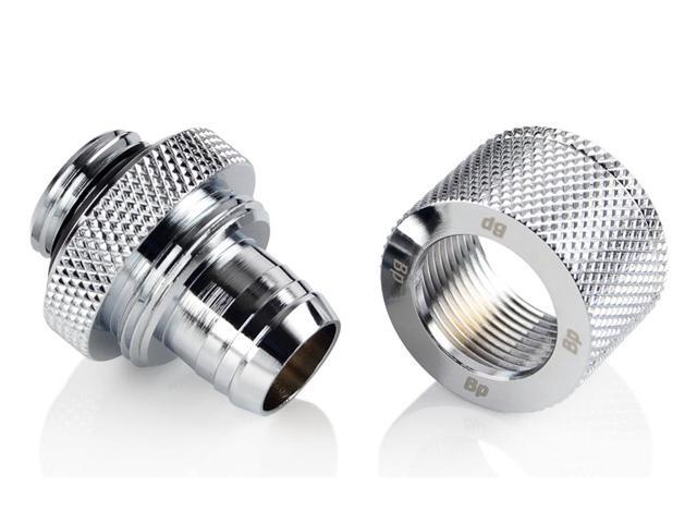 Bitspower G1/4' to 3/8' ID, 1/2' OD Compression Fitting for Soft Tubing, CC2 Ultimate, Silver Shining